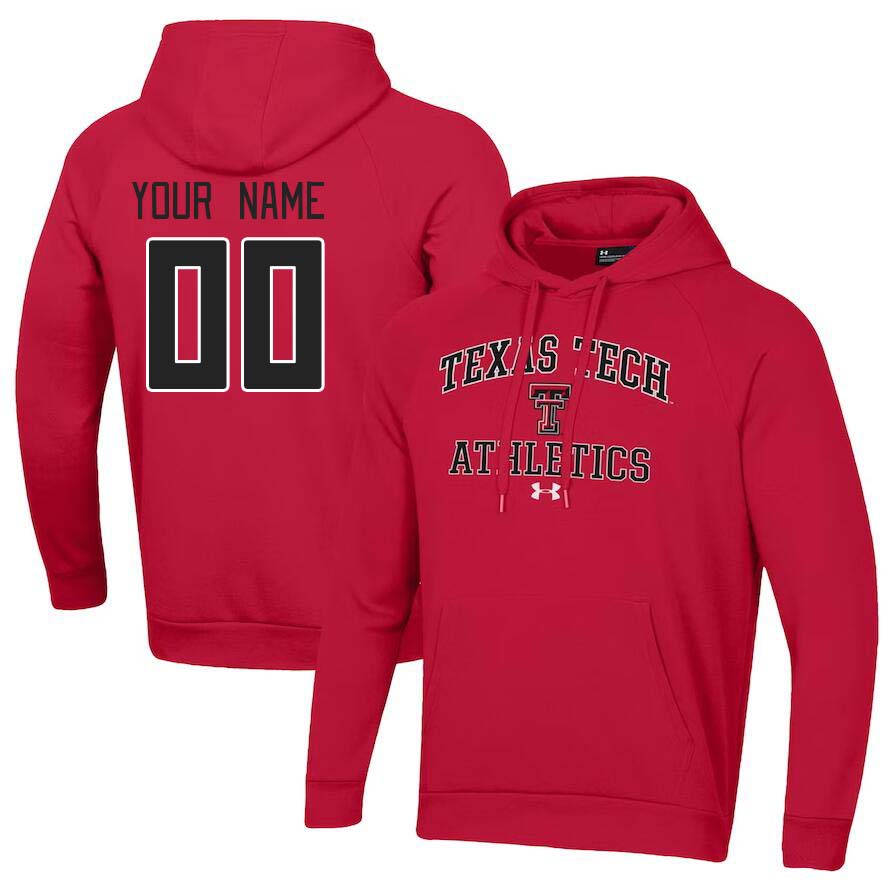 Custom Texas Tech Red Raiders Name And Number College Hoodie-Red - Click Image to Close